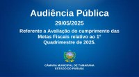 🗓Audiência Pública 29/05/2025 Referente a Avaliação do cumprimento das Metas Fiscais relativo ao 1° Quadrimestre de 2025.